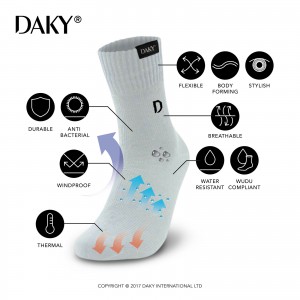 DAKY (PHANTOM X) - WUDU (MASAH) COMPLIANT & WATERPROOF WHITE SOCKS